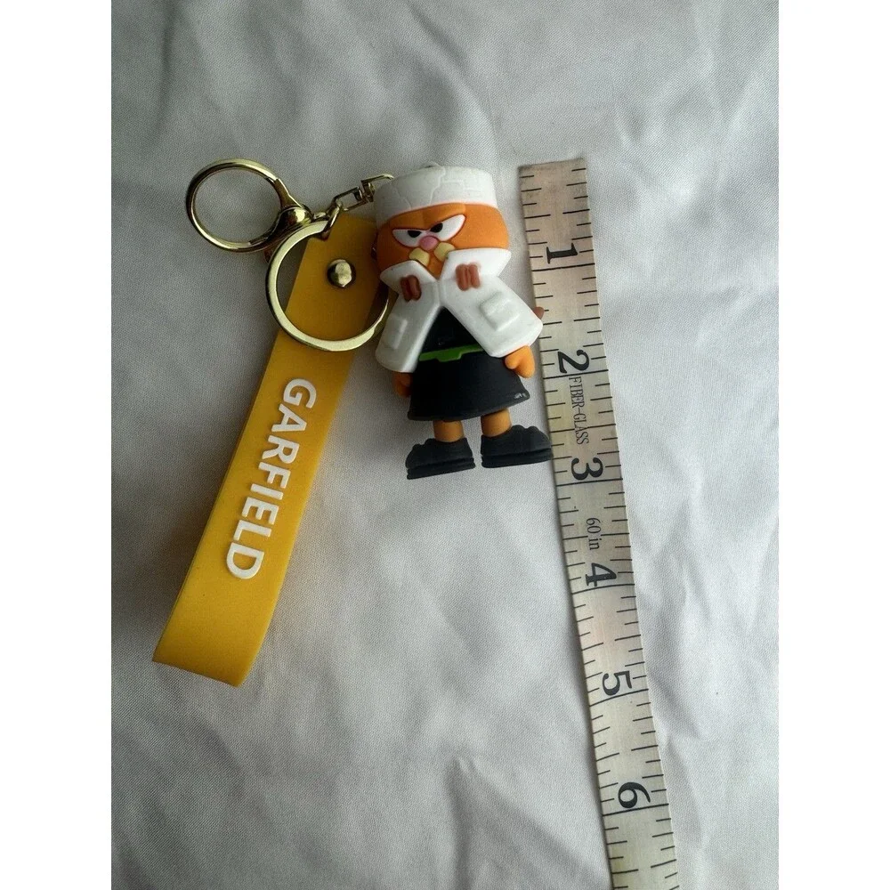 Garfield 3D Character Keychain Yellow Strap Bag Charm Cute Cartoon